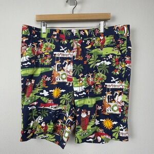 Loudmouth Golf Shorts 40 Santa Reindeer Print Red Green Holiday Resort‎